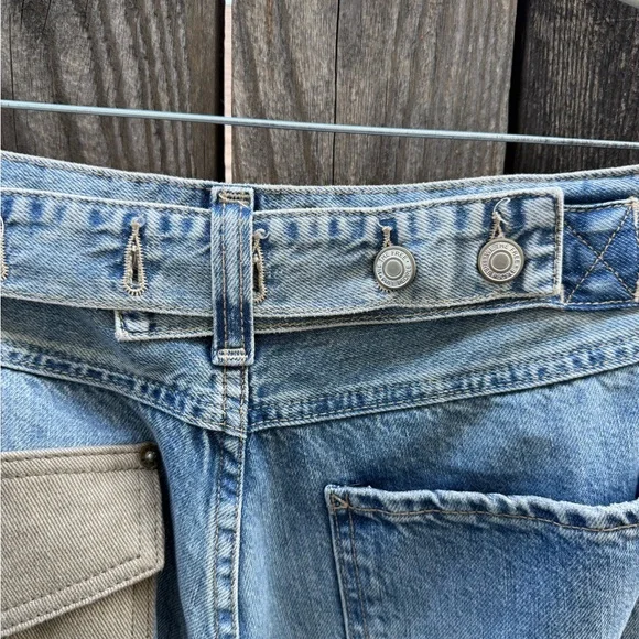 We The Free Relaxed Blue and Tan Jeans - Picture 6 of 9